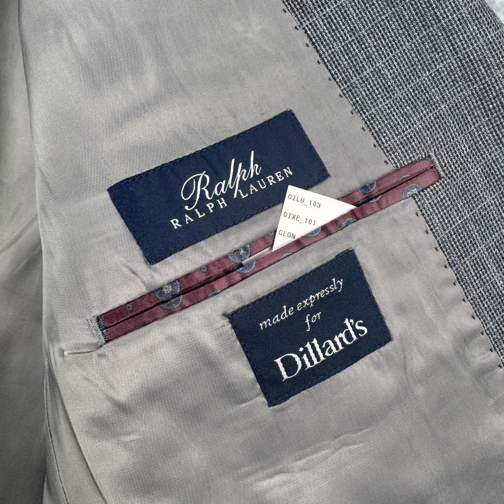 Ralph Lauren Blazer Mens 42R Gray Blue Silk Wool Glen Plaid Sport Coat Canada - Picture 3 of 12
